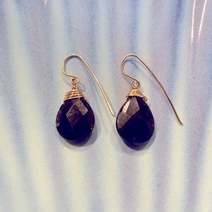 14k gold filled wire wrapped black Jade